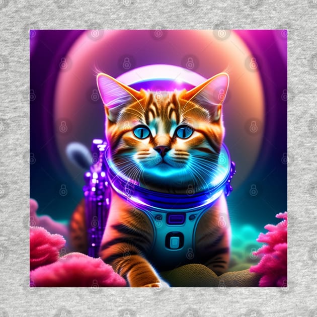 AstroNaut Cat With Halo by Prints Charming